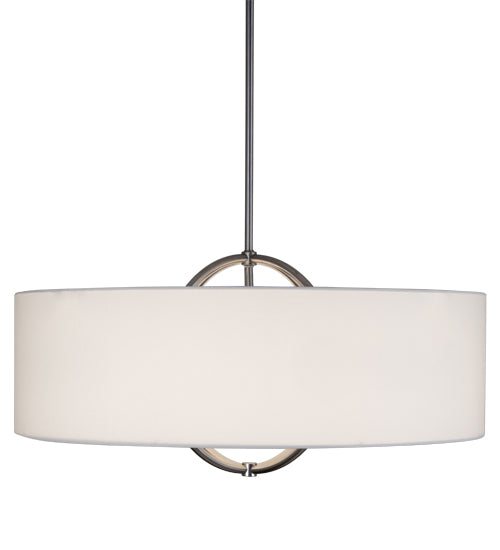 Meyda Lighting Cilindro 40" 4-Light Extreme Chrome Rotunda Pendant Light With White Textrene Shade