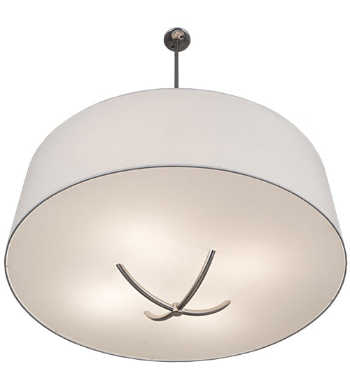 Meyda Lighting Cilindro 40" 4-Light Extreme Chrome Rotunda Pendant Light With White Textrene Shade