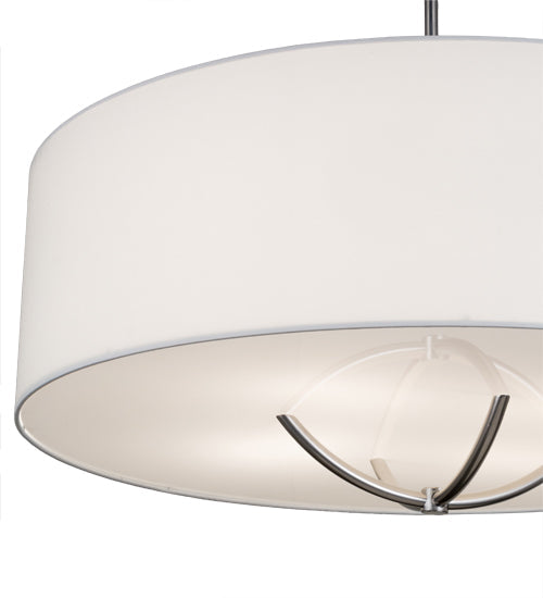 Meyda Lighting Cilindro 40" 4-Light Extreme Chrome Rotunda Pendant Light With White Textrene Shade