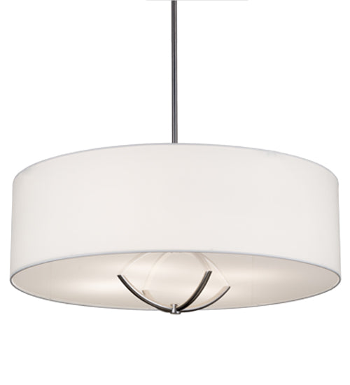 Meyda Lighting Cilindro 40" 4-Light Extreme Chrome Rotunda Pendant Light With White Textrene Shade