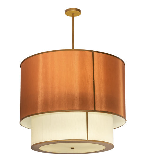 Meyda Lighting Cilindro 40" 6-Light 2-Tier Gold Metallic Textrene Pendant Light With Amber & White Shade
