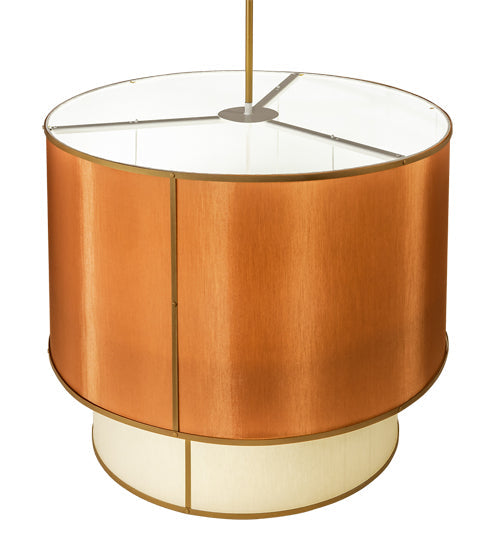 Meyda Lighting Cilindro 40" 6-Light 2-Tier Gold Metallic Textrene Pendant Light With Amber & White Shade