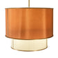 Meyda Lighting Cilindro 40" 6-Light 2-Tier Gold Metallic Textrene Pendant Light With Amber & White Shade