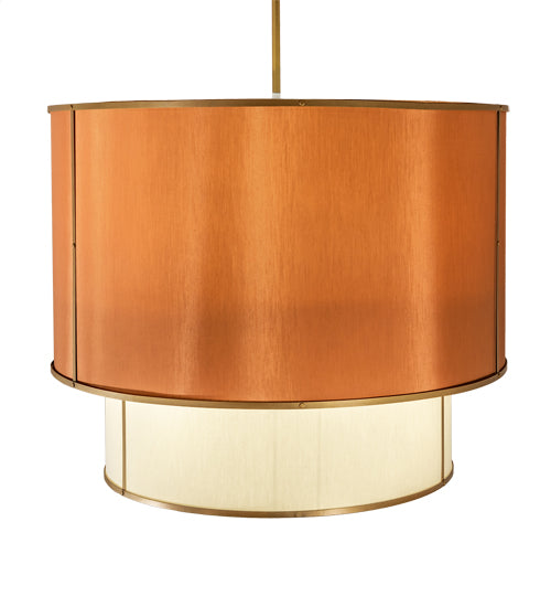 Meyda Lighting Cilindro 40" 6-Light 2-Tier Gold Metallic Textrene Pendant Light With Amber & White Shade