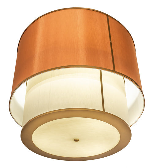 Meyda Lighting Cilindro 40" 6-Light 2-Tier Gold Metallic Textrene Pendant Light With Amber & White Shade
