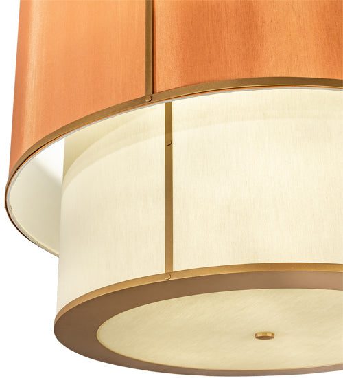 Meyda Lighting Cilindro 40" 6-Light 2-Tier Gold Metallic Textrene Pendant Light With Amber & White Shade