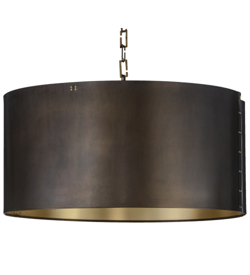 Meyda Lighting Cilindro 42" 12-Light Craftsman Brown & Brushed Brass Campbell Pendant Light