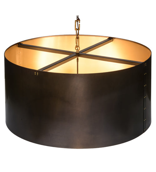 Meyda Lighting Cilindro 42" 12-Light Craftsman Brown & Brushed Brass Campbell Pendant Light