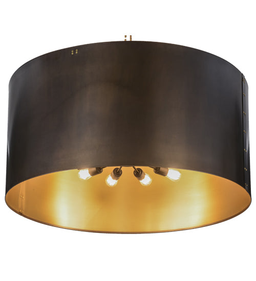 Meyda Lighting Cilindro 42" 12-Light Craftsman Brown & Brushed Brass Campbell Pendant Light