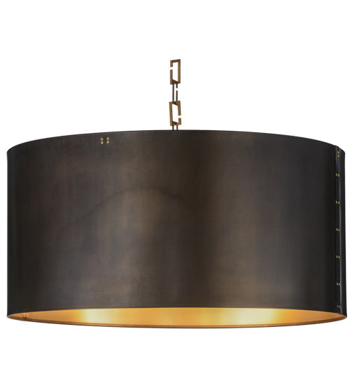 Meyda Lighting Cilindro 42" 12-Light Craftsman Brown & Brushed Brass Campbell Pendant Light