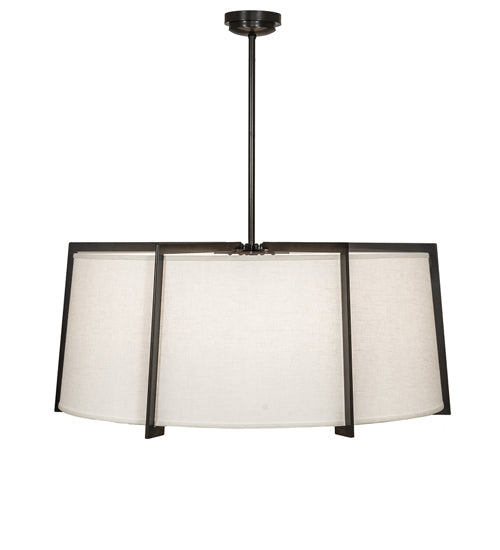 Meyda Lighting Cilindro 42" 12-Light Timeless Bronze Structure Pendant Light With Off White Shade