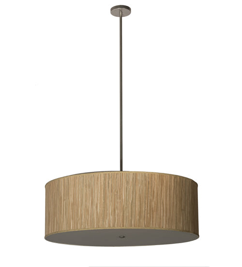 Meyda Lighting Cilindro 42" 4-Light Brushed Aluminum Pendant Light With Beige Textrene & White Shade