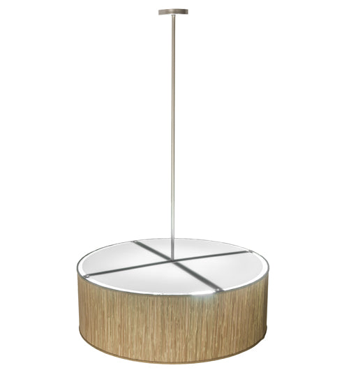 Meyda Lighting Cilindro 42" 4-Light Brushed Aluminum Pendant Light With Beige Textrene & White Shade