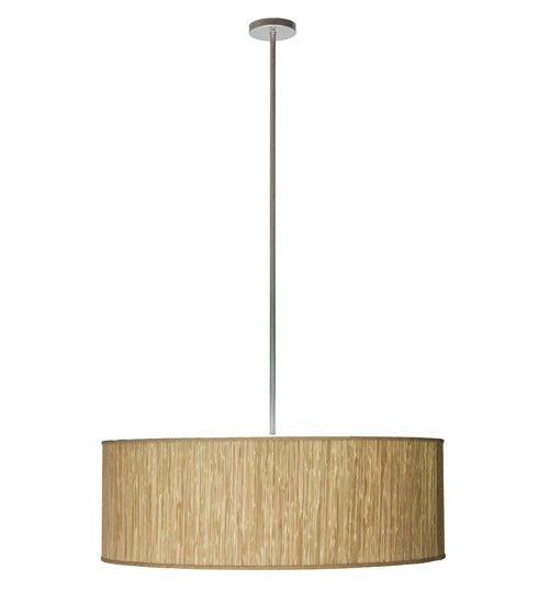 Meyda Lighting Cilindro 42" 4-Light Brushed Aluminum Pendant Light With Beige Textrene & White Shade