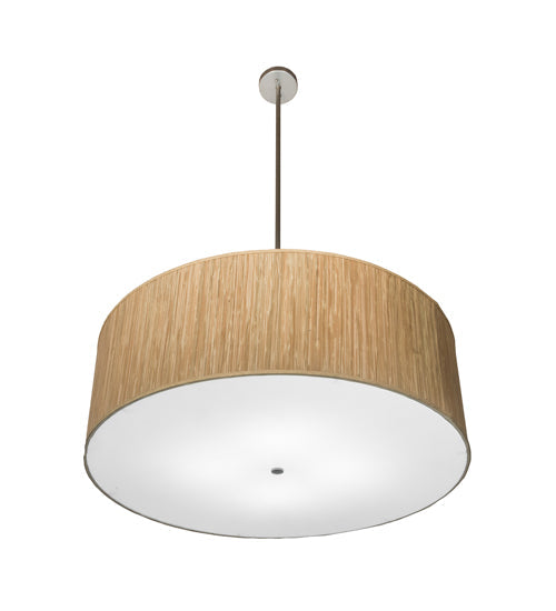 Meyda Lighting Cilindro 42" 4-Light Brushed Aluminum Pendant Light With Beige Textrene & White Shade