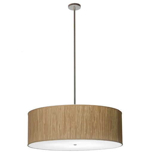 Meyda Lighting Cilindro 42" 4-Light Brushed Aluminum Pendant Light With Beige Textrene & White Shade
