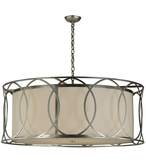 Meyda Lighting Cilindro 42" 4-Light Nickel Hoops Pendant Light With White Statuario Idalight Shade
