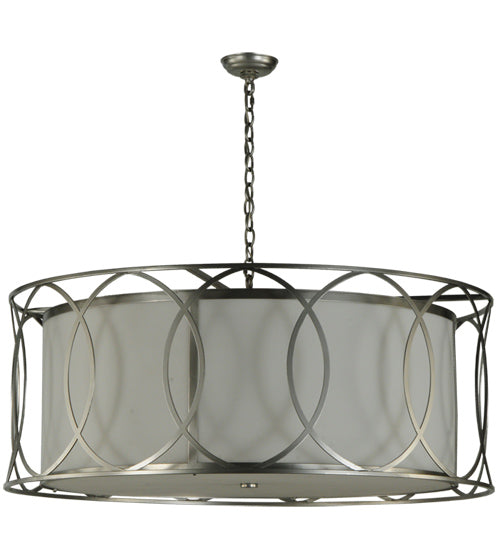 Meyda Lighting Cilindro 42" 4-Light Nickel Hoops Pendant Light With White Statuario Idalight Shade