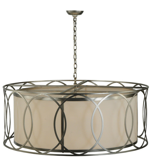 Meyda Lighting Cilindro 42" 4-Light Nickel Hoops Pendant Light With White Statuario Idalight Shade