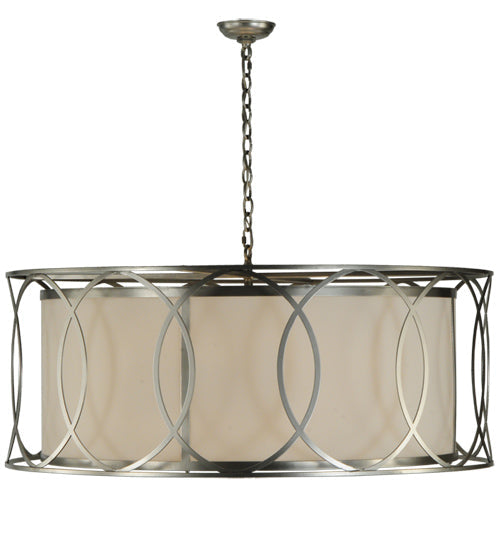 Meyda Lighting Cilindro 42" 4-Light Nickel Hoops Pendant Light With White Statuario Idalight Shade