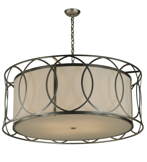 Meyda Lighting Cilindro 42" 4-Light Nickel Hoops Pendant Light With White Statuario Idalight Shade