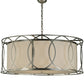 Meyda Lighting Cilindro 42" 4-Light Nickel Hoops Pendant Light With White Statuario Idalight Shade