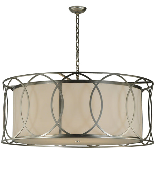 Meyda Lighting Cilindro 42" 4-Light Nickel Hoops Pendant Light With White Statuario Idalight Shade