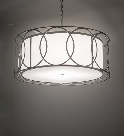 Meyda Lighting Cilindro 42" 4-Light Nickel Pendant Light With White Statuario Idalight Shade