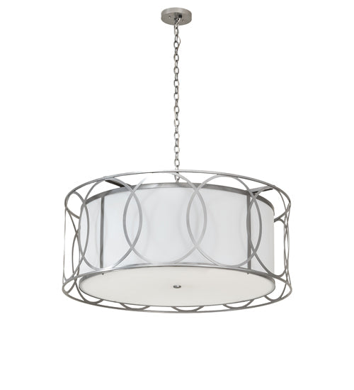 Meyda Lighting Cilindro 42" 4-Light Nickel Pendant Light With White Statuario Idalight Shade