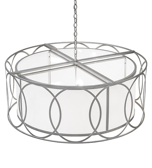 Meyda Lighting Cilindro 42" 4-Light Nickel Pendant Light With White Statuario Idalight Shade