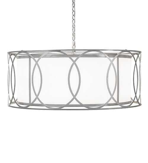 Meyda Lighting Cilindro 42" 4-Light Nickel Pendant Light With White Statuario Idalight Shade