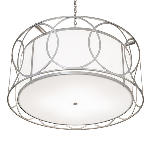Meyda Lighting Cilindro 42" 4-Light Nickel Pendant Light With White Statuario Idalight Shade
