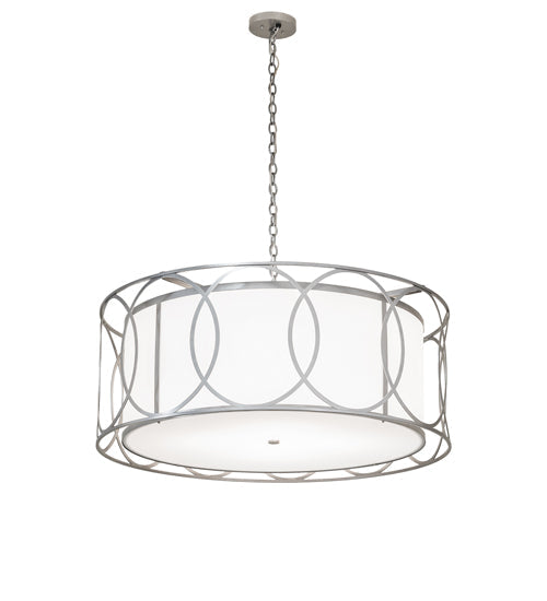 Meyda Lighting Cilindro 42" 4-Light Nickel Pendant Light With White Statuario Idalight Shade