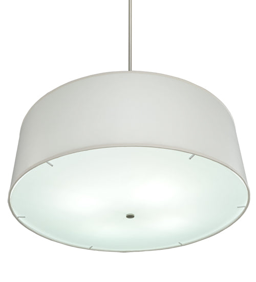 Meyda Lighting Cilindro 42" 4-Light Nickel Powder Coat Pendant Light With White Trilam Textrene Shade