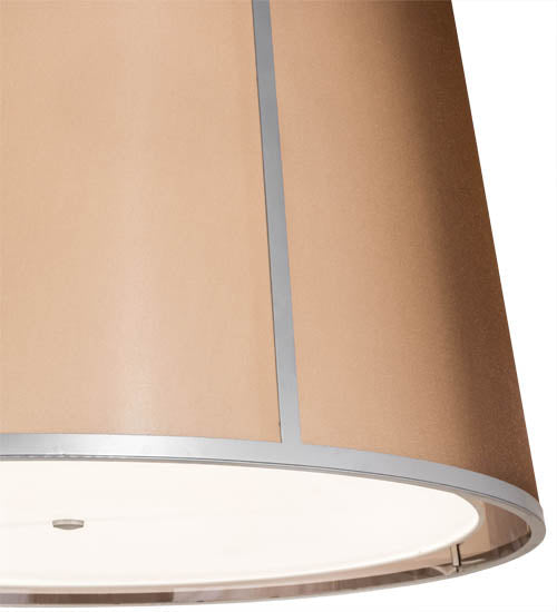 Meyda Lighting Cilindro 42" 4-Light Wheel Silver Textrene Tapered Pendant Light With Brown Textralite & Eggshell Textrene Shade