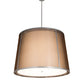 Meyda Lighting Cilindro 42" 4-Light Wheel Silver Textrene Tapered Pendant Light With Brown Textralite & Eggshell Textrene Shade