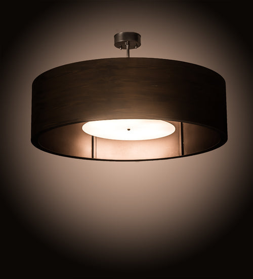 Meyda Lighting Cilindro 42" 6-Light Armoire Hickory Wood Grain Pendant Light With White Statuario Idalight Shade Glass