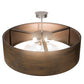 Meyda Lighting Cilindro 42" 6-Light Armoire Hickory Wood Grain Pendant Light With White Statuario Idalight Shade Glass