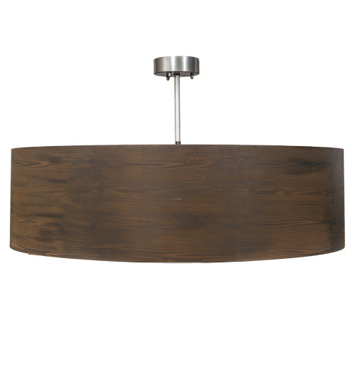 Meyda Lighting Cilindro 42" 6-Light Armoire Hickory Wood Grain Pendant Light With White Statuario Idalight Shade Glass
