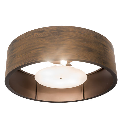 Meyda Lighting Cilindro 42" 6-Light Armoire Hickory Wood Grain Pendant Light With White Statuario Idalight Shade Glass