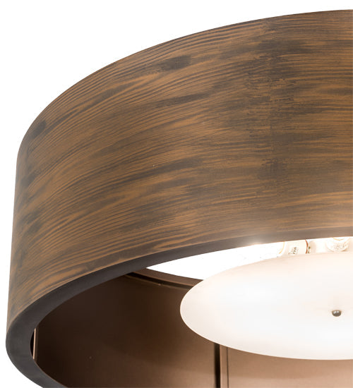 Meyda Lighting Cilindro 42" 6-Light Armoire Hickory Wood Grain Pendant Light With White Statuario Idalight Shade Glass