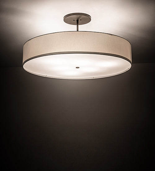 Meyda Lighting Cilindro 42" 6-Light Bronze Semi-flush Mount Light With Beige Eggshell Textrene & White Statuario Idalight Shade
