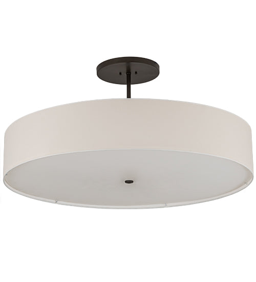 Meyda Lighting Cilindro 42" 6-Light Bronze Semi-flush Mount Light With Beige Eggshell Textrene & White Statuario Idalight Shade