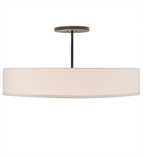 Meyda Lighting Cilindro 42" 6-Light Bronze Semi-flush Mount Light With Beige Eggshell Textrene & White Statuario Idalight Shade