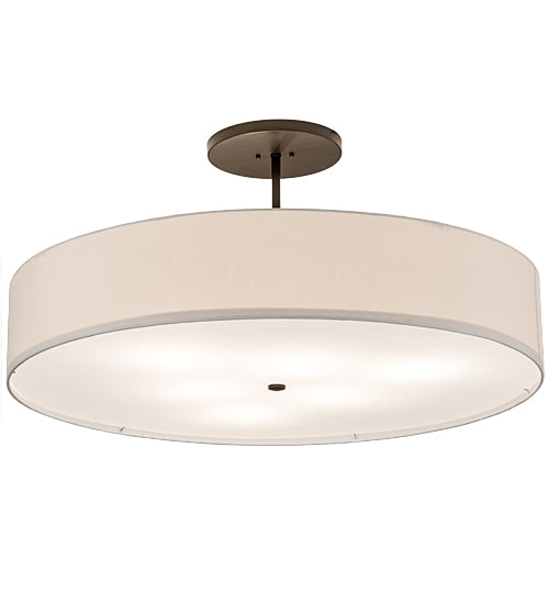 Meyda Lighting Cilindro 42" 6-Light Bronze Semi-flush Mount Light With Beige Eggshell Textrene & White Statuario Idalight Shade