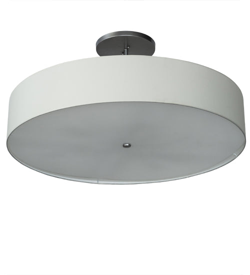 Meyda Lighting Cilindro 42" 6-Light Nickel Semi-flush Mount Light With Beige Eggshell Textrene & White Statuario Idalight Shade