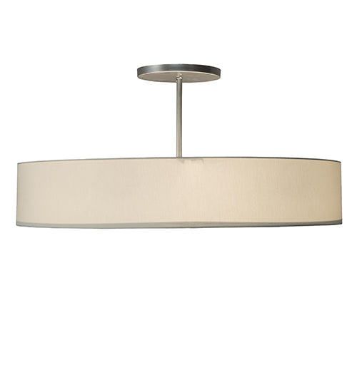 Meyda Lighting Cilindro 42" 6-Light Nickel Semi-flush Mount Light With Beige Eggshell Textrene & White Statuario Idalight Shade