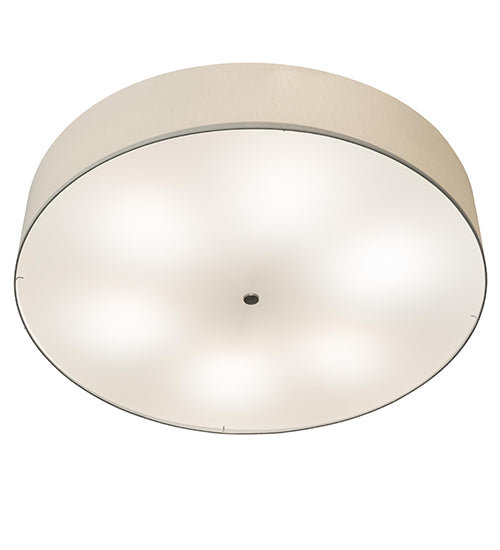 Meyda Lighting Cilindro 42" 6-Light Nickel Semi-flush Mount Light With Beige Eggshell Textrene & White Statuario Idalight Shade