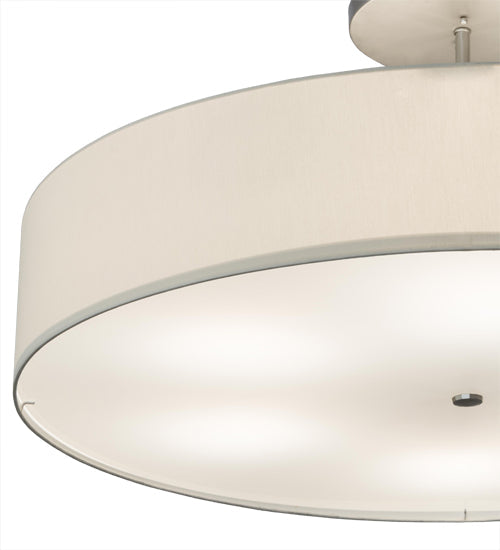 Meyda Lighting Cilindro 42" 6-Light Nickel Semi-flush Mount Light With Beige Eggshell Textrene & White Statuario Idalight Shade