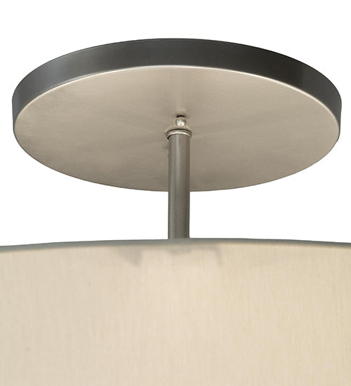 Meyda Lighting Cilindro 42" 6-Light Nickel Semi-flush Mount Light With Beige Eggshell Textrene & White Statuario Idalight Shade